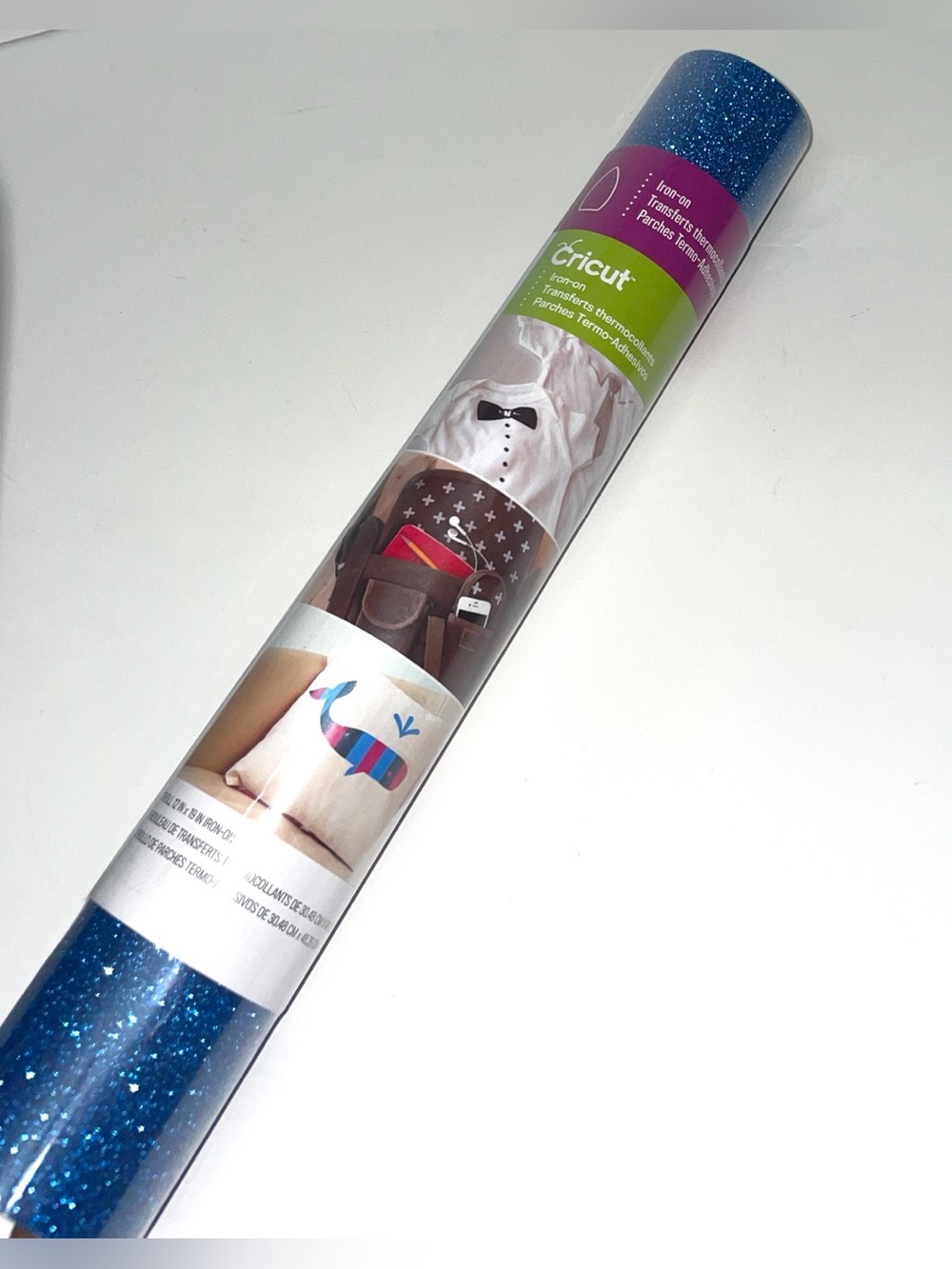 Cricut Iron On Heat Transfer Vinyl- Blue Glitter 12”x19”